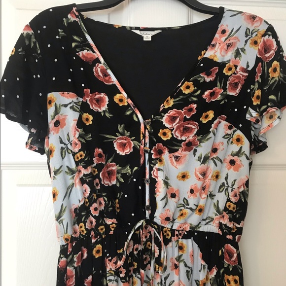 TAKARA Floral Black High & Low Dress medium size - Picture 3 of 8